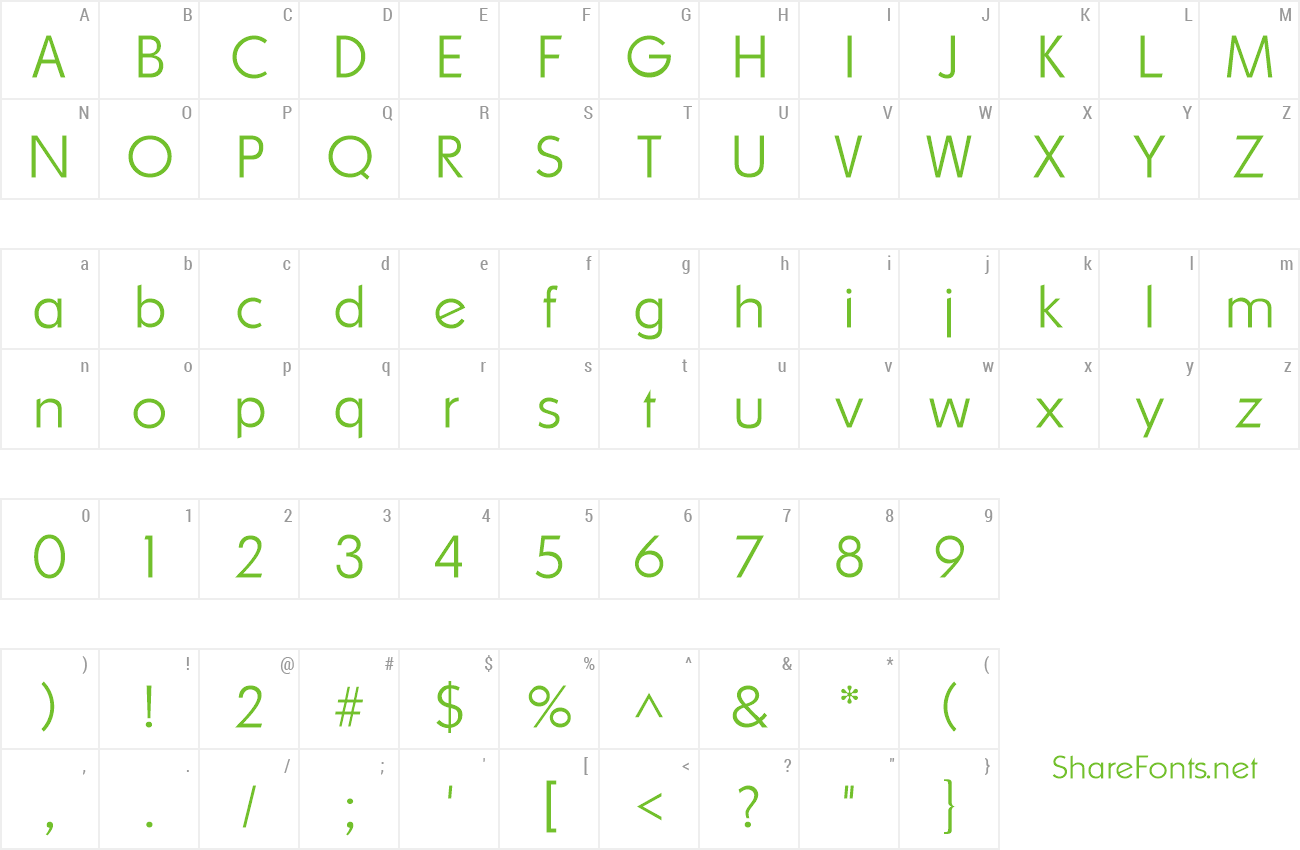 Font SharnayExtralight preview